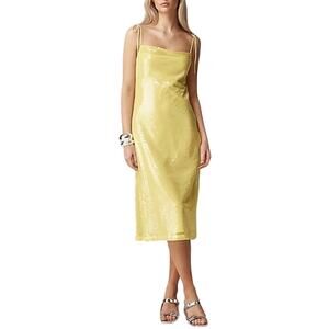 Anna October Shimmering Yellow Sequin Slip Dress Size 4